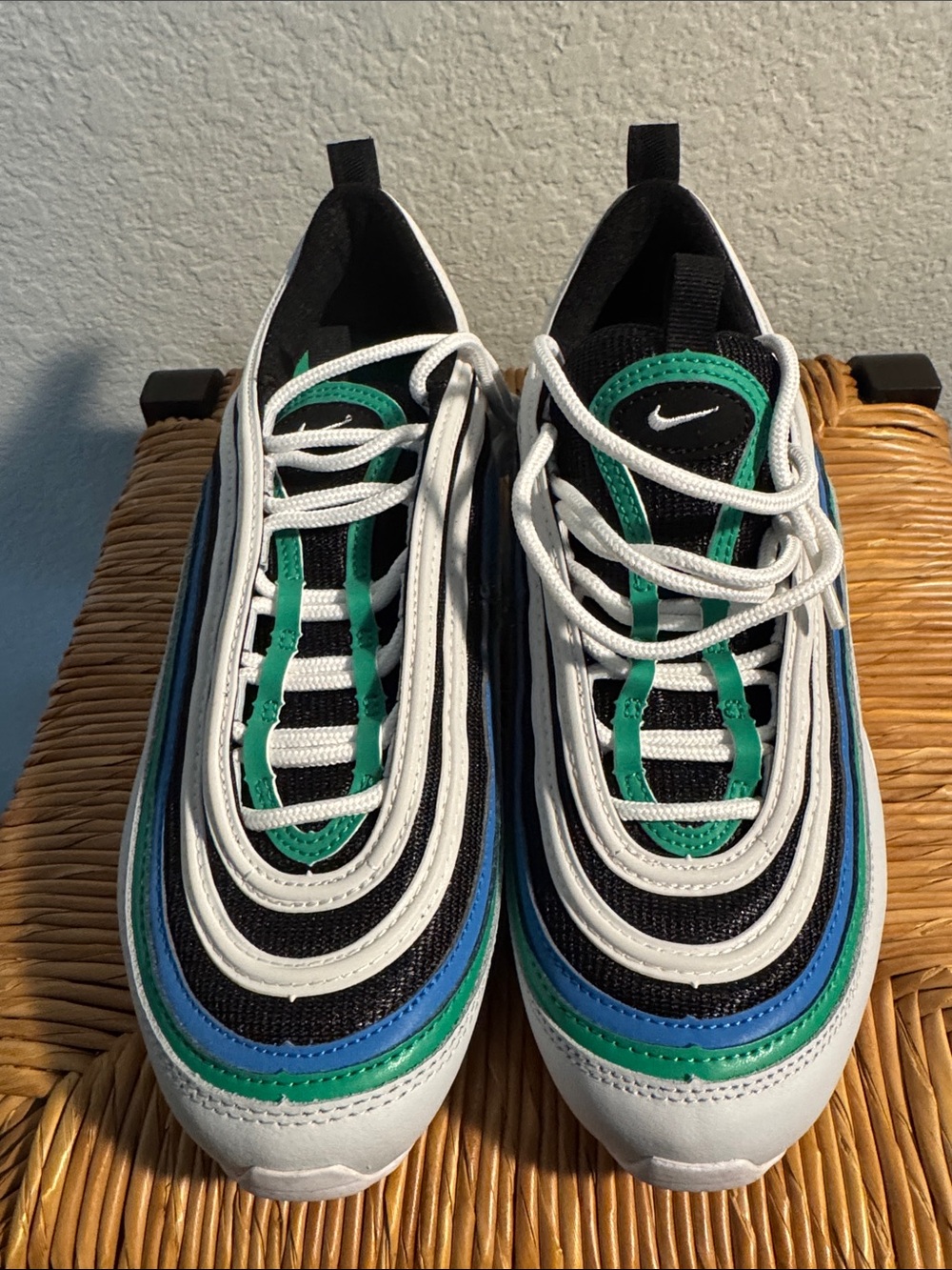 Nike Kids Black, White, Green & Blue Layered Sneakers